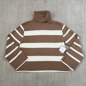 NWT Laundry by Shelli Segal Chunky Stripe Turtleneck Knit Sweater XS